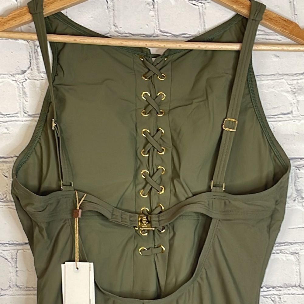 Beyond Control Highneck Lace Up One-Piece - Picture 6 of 6
